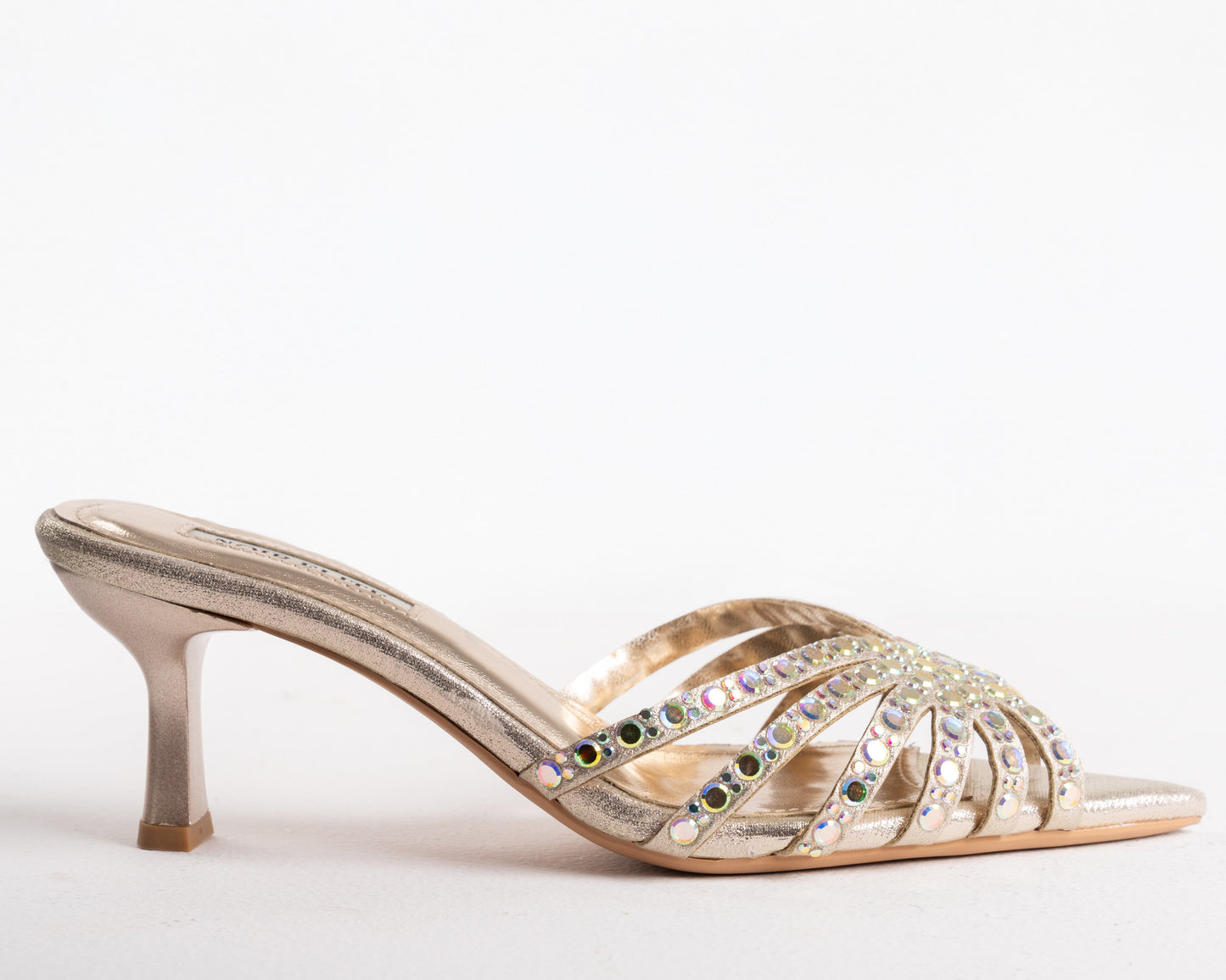 Nude Embellished Stiletto Mules