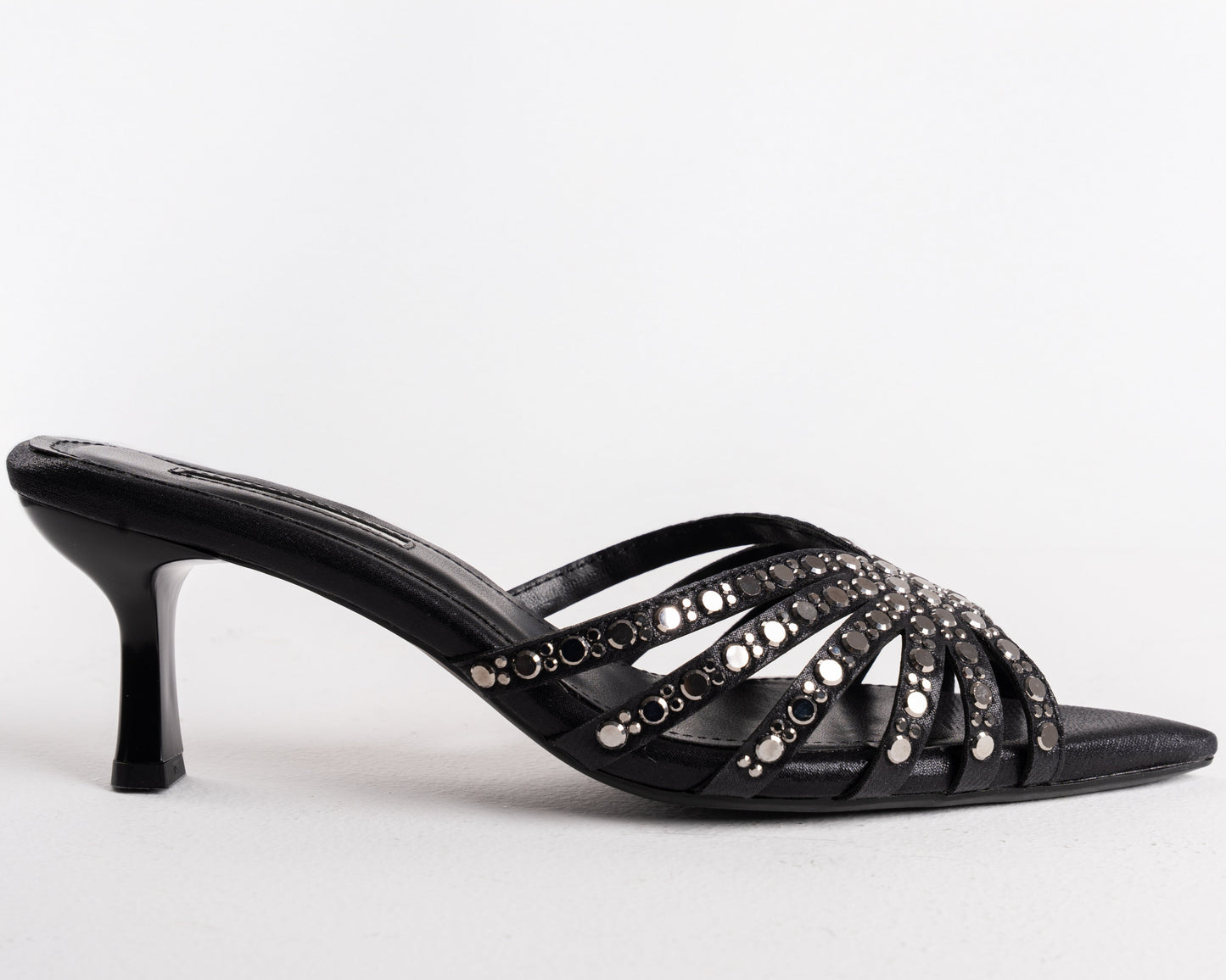 Black Embellished Stiletto Mules
