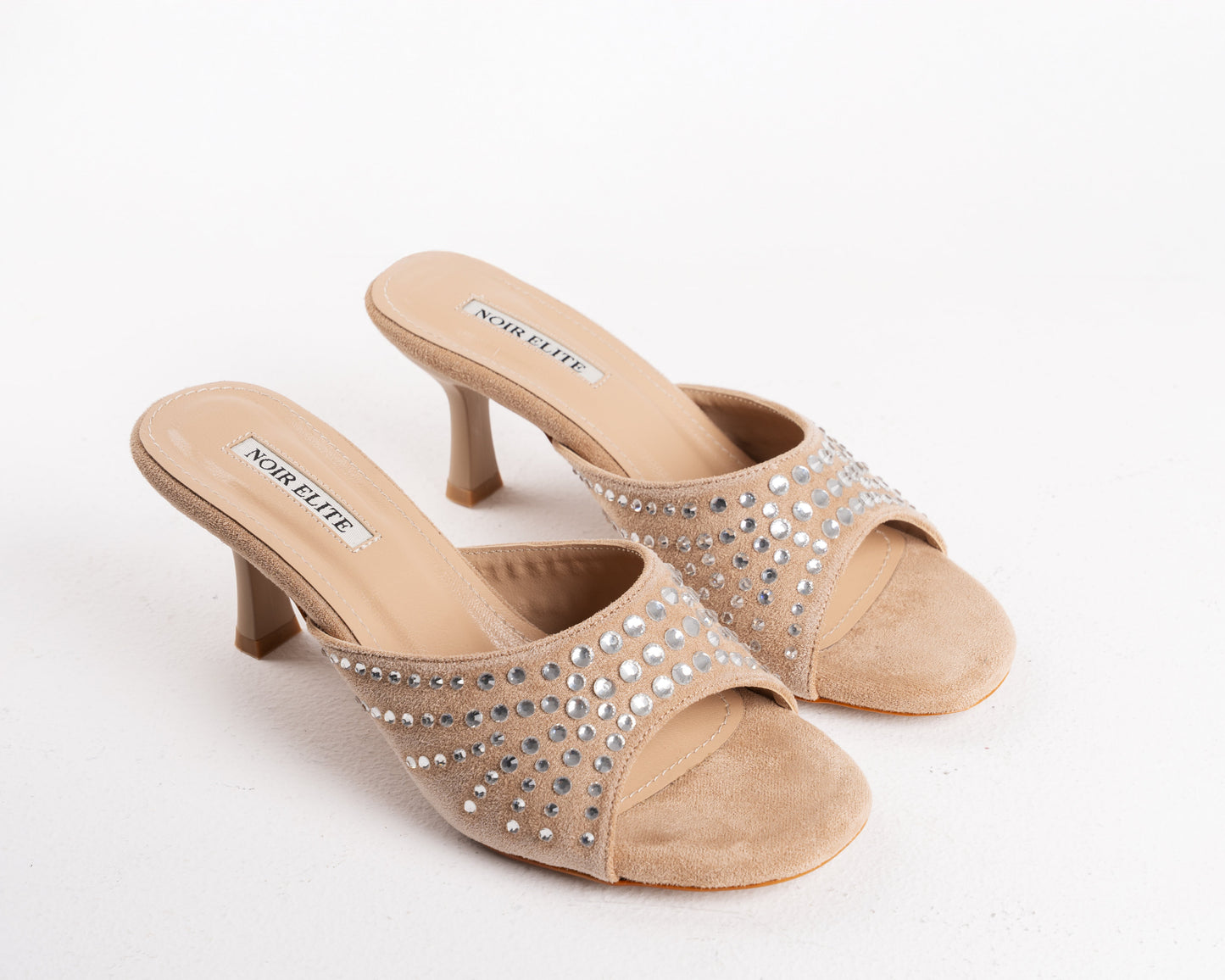 Nude Sparkle Kitten Heel Mules