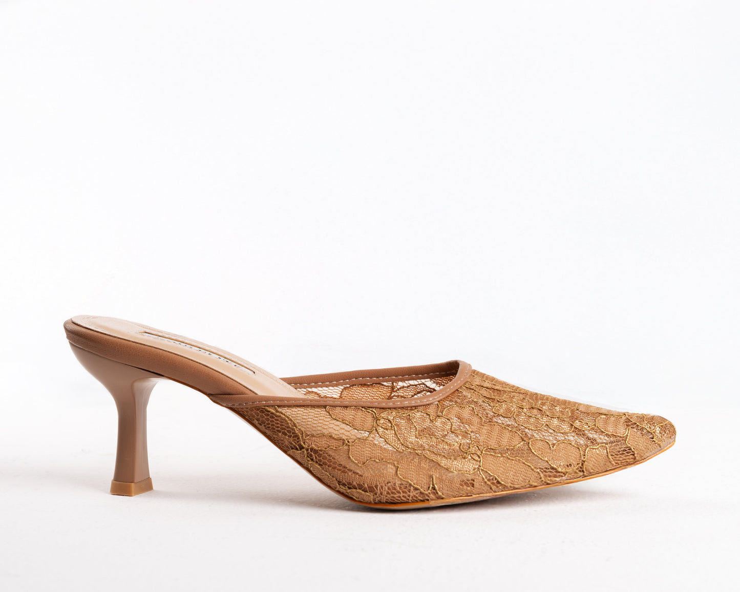 Nude Lace Stiletto Mules