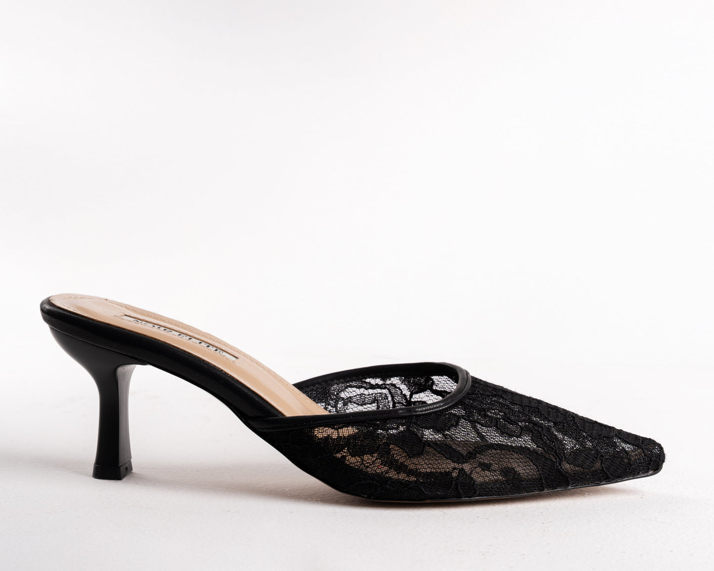 Black Lace Stiletto Mules