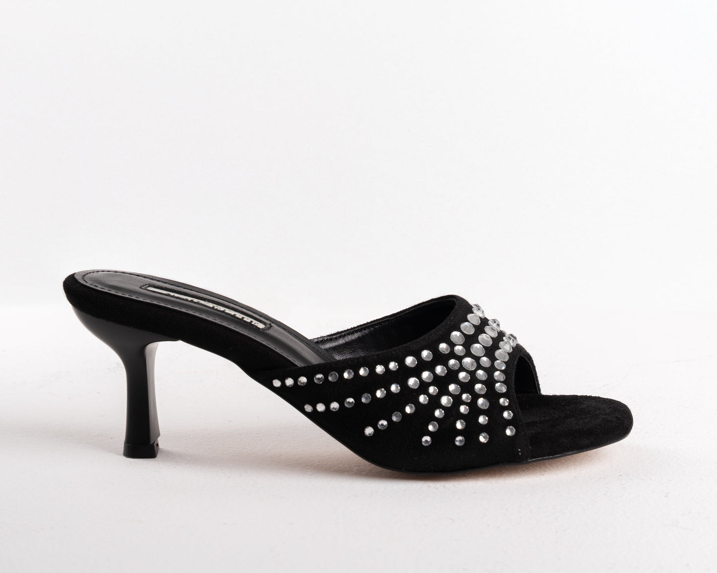 Black Sparkle Kitten Heel Mules