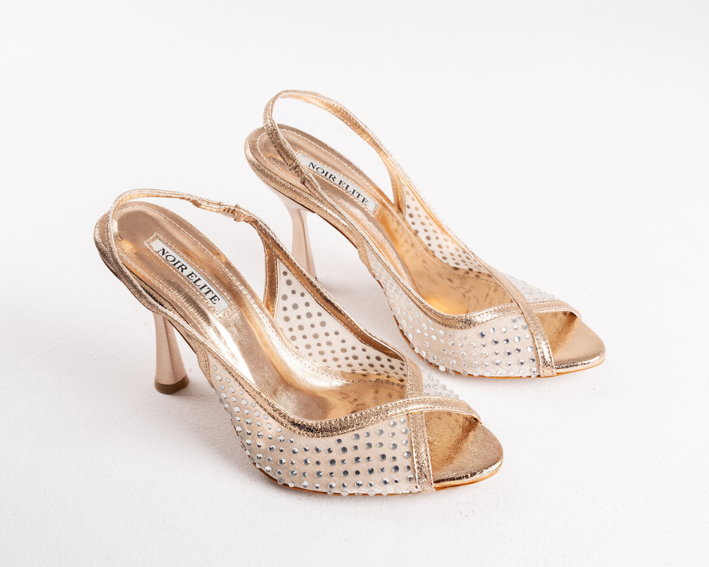 Gold & Crystal Slingback Heels